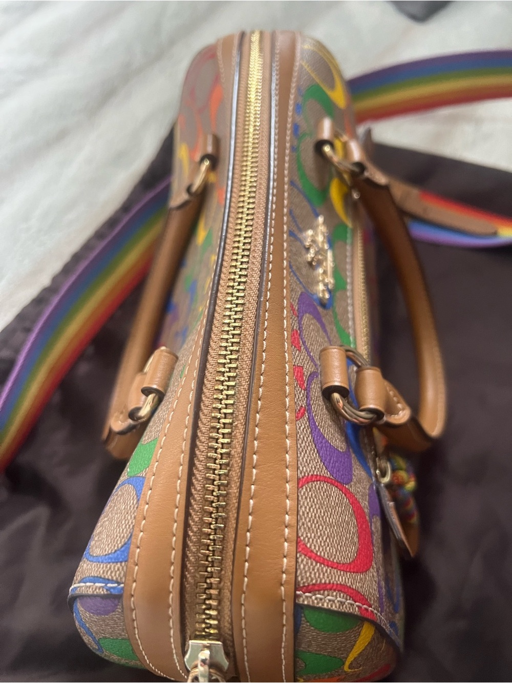 Coach Rainbow Logo Leather Rowan Purse - Picture 5 of 10